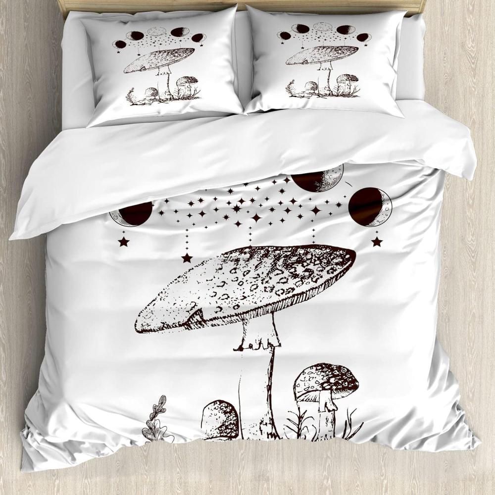 imageAmbesonne Heart Duvet Cover Set Scribble Drawing Romantic Shape Valentines Day Jumble Lines Minimalist Print Decorative 3 Piece Bedding Set with 2 Pillow Shams Queen Size Vermilion WhiteDark Brown and White