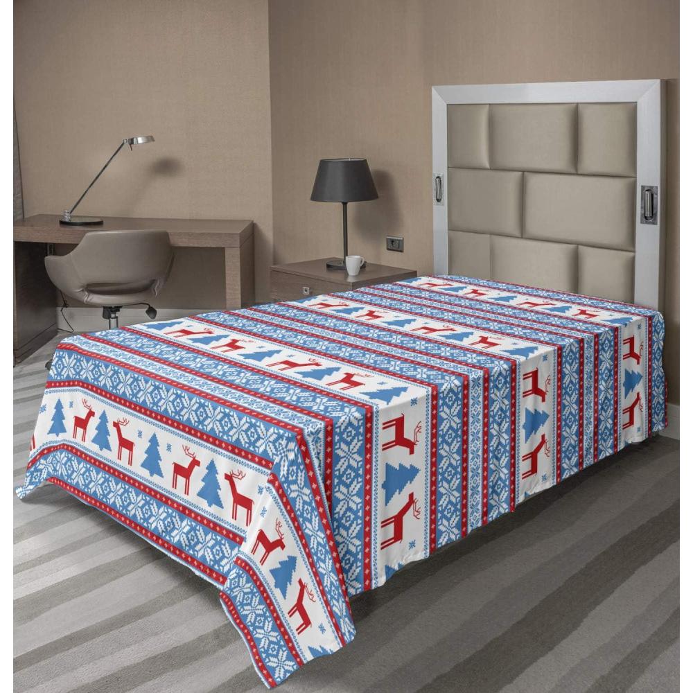 imageAmbesonne Horror Flat Sheet Splashes of Blood Grunge Style Bloodstain Horror Scary Zombie Halloween Themed Print Soft Comfortable Top Sheet Decorative Bedding 1 Piece Queen Size White RedBlue Red
