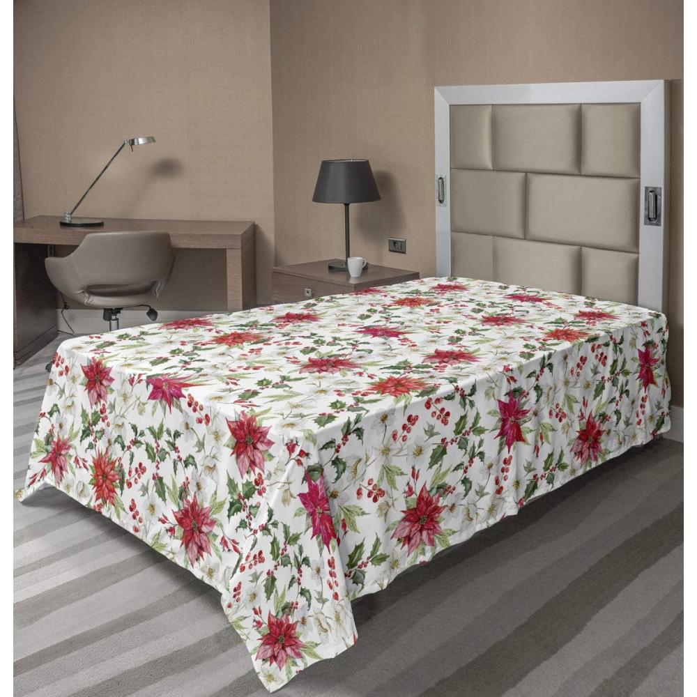 imageAmbesonne Horror Flat Sheet Splashes of Blood Grunge Style Bloodstain Horror Scary Zombie Halloween Themed Print Soft Comfortable Top Sheet Decorative Bedding 1 Piece Queen Size White RedVermilion Magenta