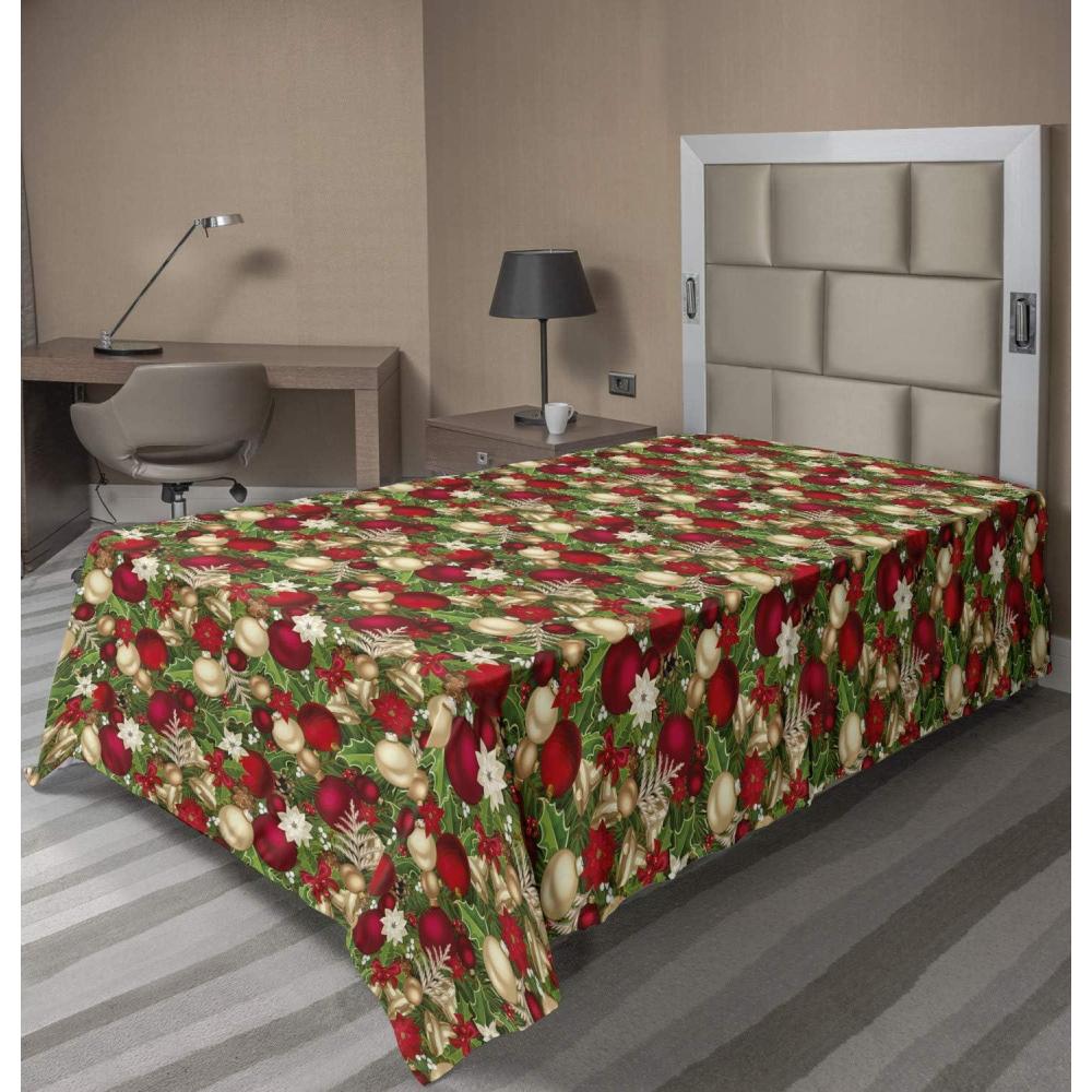 imageAmbesonne Horror Flat Sheet Splashes of Blood Grunge Style Bloodstain Horror Scary Zombie Halloween Themed Print Soft Comfortable Top Sheet Decorative Bedding 1 Piece Queen Size White RedRuby Green