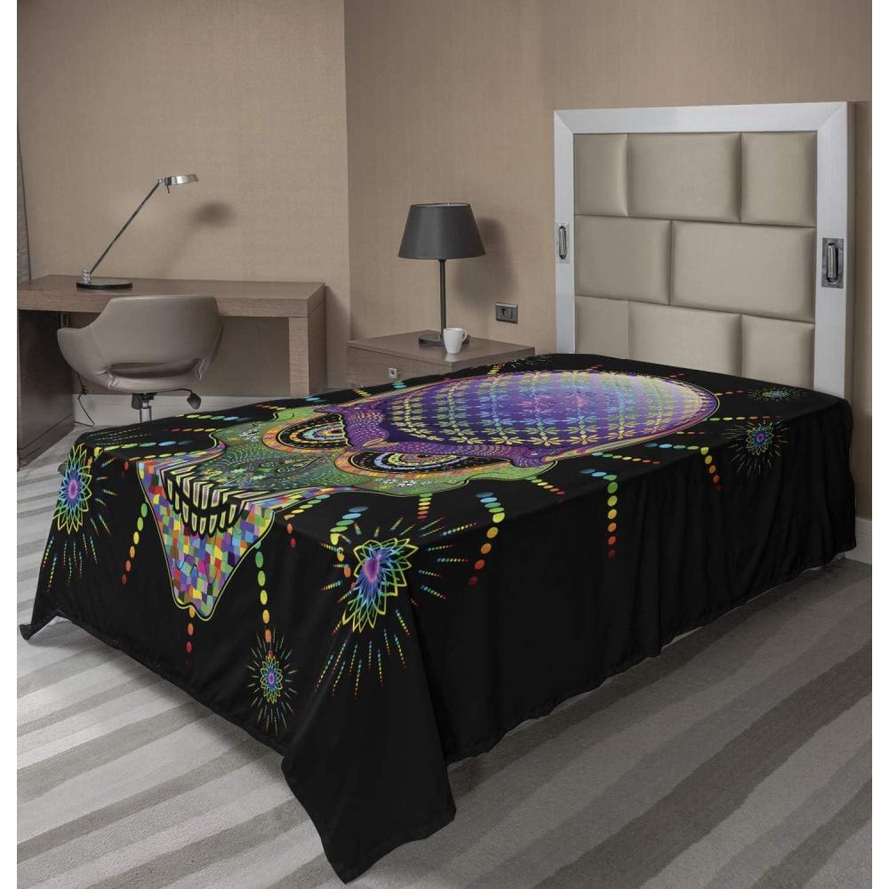 imageAmbesonne Horror Flat Sheet Splashes of Blood Grunge Style Bloodstain Horror Scary Zombie Halloween Themed Print Soft Comfortable Top Sheet Decorative Bedding 1 Piece Queen Size White RedPurple Green