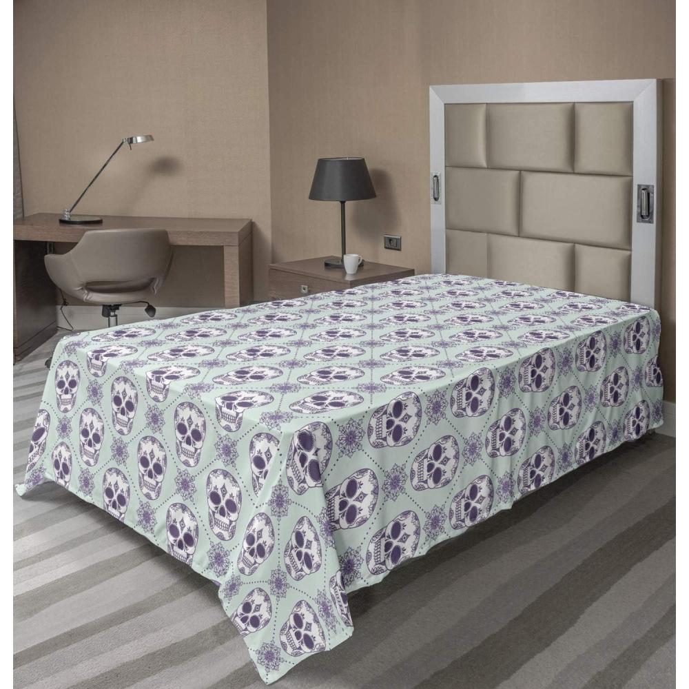 imageAmbesonne Horror Flat Sheet Splashes of Blood Grunge Style Bloodstain Horror Scary Zombie Halloween Themed Print Soft Comfortable Top Sheet Decorative Bedding 1 Piece Queen Size White RedPurple Blue