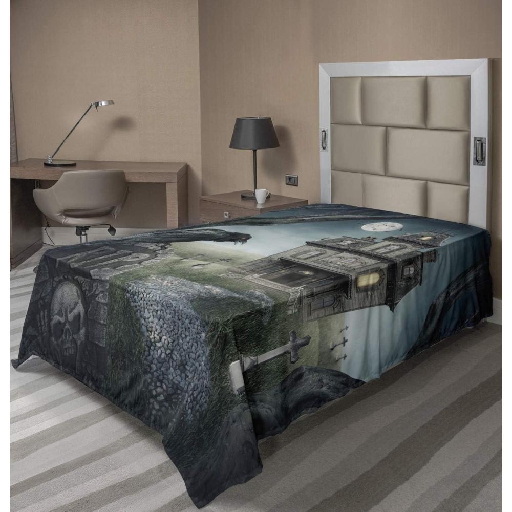 imageAmbesonne Horror Flat Sheet Splashes of Blood Grunge Style Bloodstain Horror Scary Zombie Halloween Themed Print Soft Comfortable Top Sheet Decorative Bedding 1 Piece Queen Size White RedDark Pine