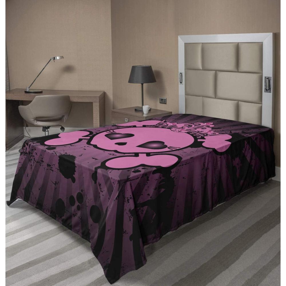 imageAmbesonne Horror Flat Sheet Splashes of Blood Grunge Style Bloodstain Horror Scary Zombie Halloween Themed Print Soft Comfortable Top Sheet Decorative Bedding 1 Piece Queen Size White RedPink Black