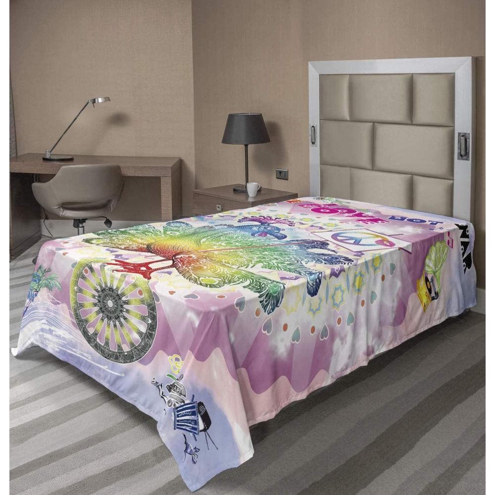 imageAmbesonne Horror Flat Sheet Splashes of Blood Grunge Style Bloodstain Horror Scary Zombie Halloween Themed Print Soft Comfortable Top Sheet Decorative Bedding 1 Piece Queen Size White RedPink Orange