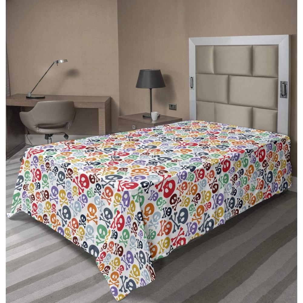imageAmbesonne Horror Flat Sheet Splashes of Blood Grunge Style Bloodstain Horror Scary Zombie Halloween Themed Print Soft Comfortable Top Sheet Decorative Bedding 1 Piece Queen Size White RedRed Orange