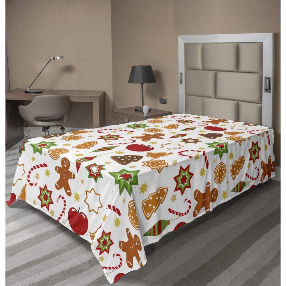 imageAmbesonne Horror Flat Sheet Splashes of Blood Grunge Style Bloodstain Horror Scary Zombie Halloween Themed Print Soft Comfortable Top Sheet Decorative Bedding 1 Piece Queen Size White RedRed Cinnamon