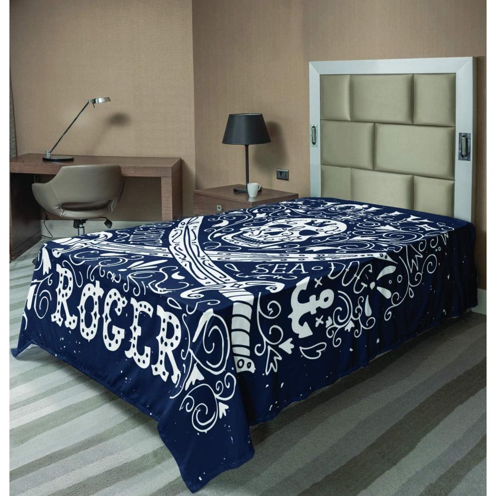 imageAmbesonne Horror Flat Sheet Splashes of Blood Grunge Style Bloodstain Horror Scary Zombie Halloween Themed Print Soft Comfortable Top Sheet Decorative Bedding 1 Piece Queen Size White RedWhite Blue