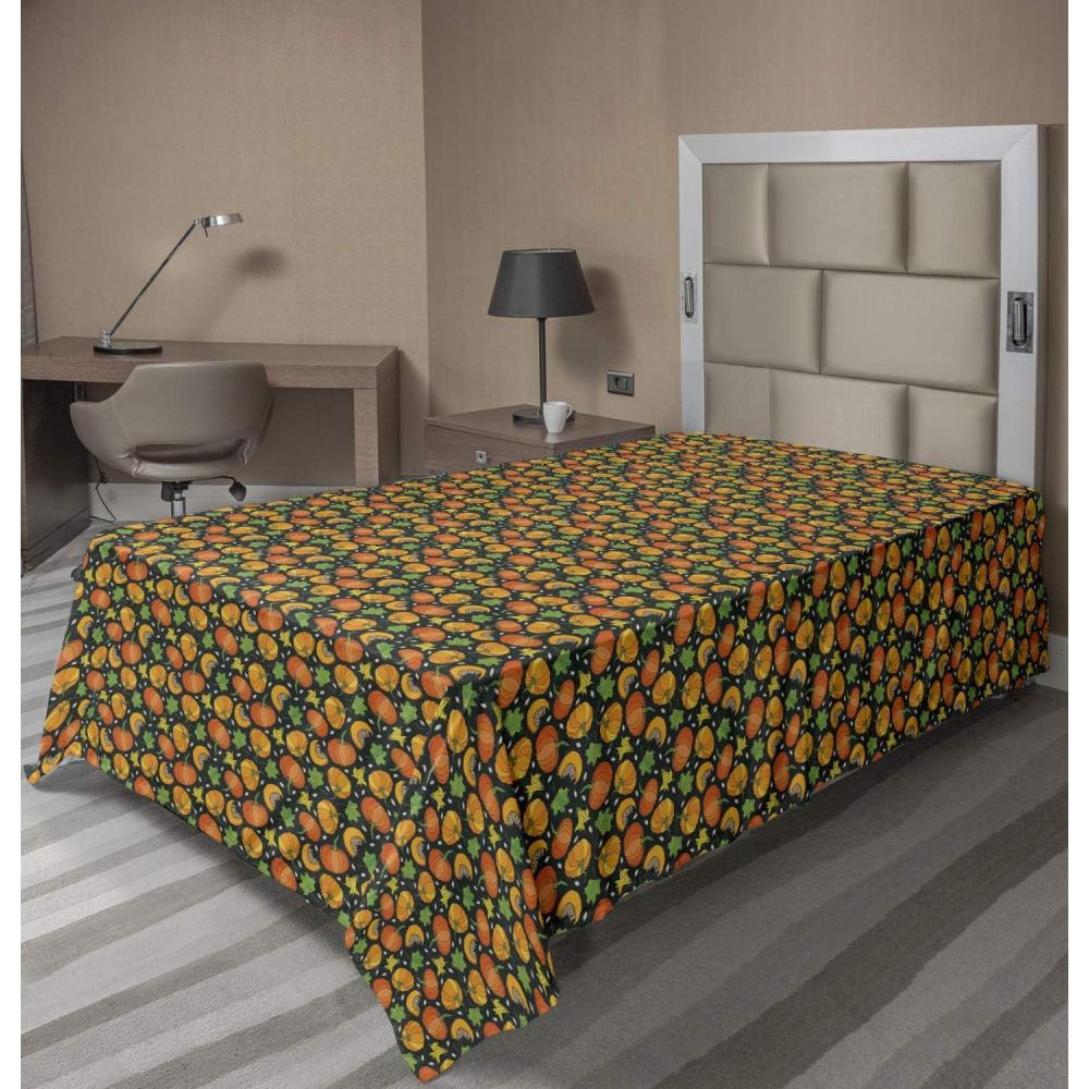 imageAmbesonne Horror Flat Sheet Splashes of Blood Grunge Style Bloodstain Horror Scary Zombie Halloween Themed Print Soft Comfortable Top Sheet Decorative Bedding 1 Piece Queen Size White RedOrange Lime Green