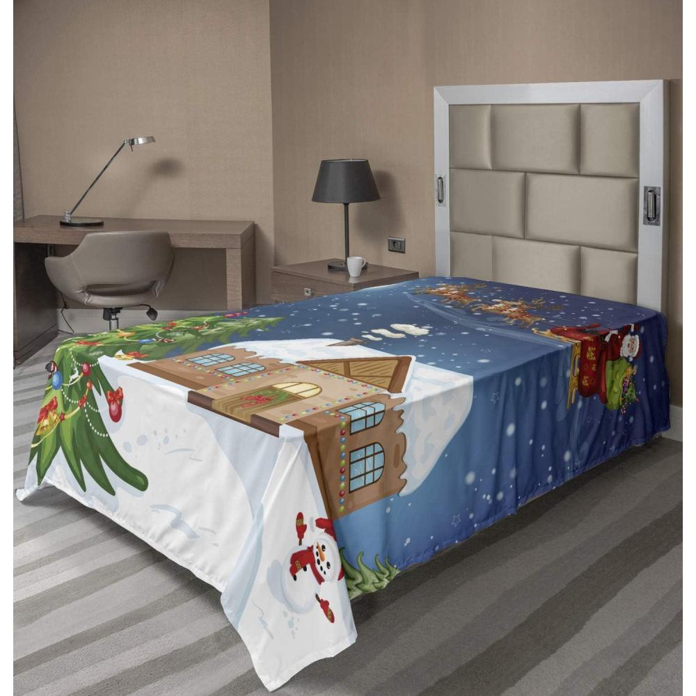 imageAmbesonne Horror Flat Sheet Splashes of Blood Grunge Style Bloodstain Horror Scary Zombie Halloween Themed Print Soft Comfortable Top Sheet Decorative Bedding 1 Piece Queen Size White RedSlate Blue