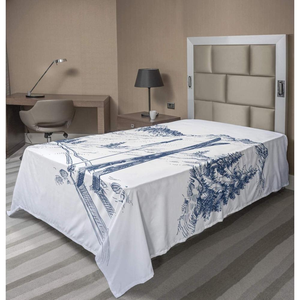 imageAmbesonne Horror Flat Sheet Splashes of Blood Grunge Style Bloodstain Horror Scary Zombie Halloween Themed Print Soft Comfortable Top Sheet Decorative Bedding 1 Piece Queen Size White RedBlue and White