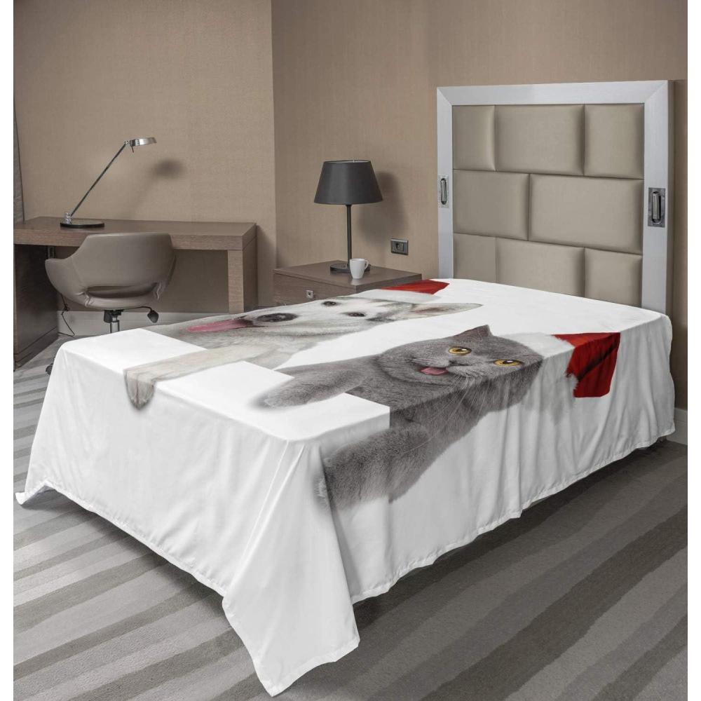 imageAmbesonne Horror Flat Sheet Splashes of Blood Grunge Style Bloodstain Horror Scary Zombie Halloween Themed Print Soft Comfortable Top Sheet Decorative Bedding 1 Piece Queen Size White RedWhite Grey