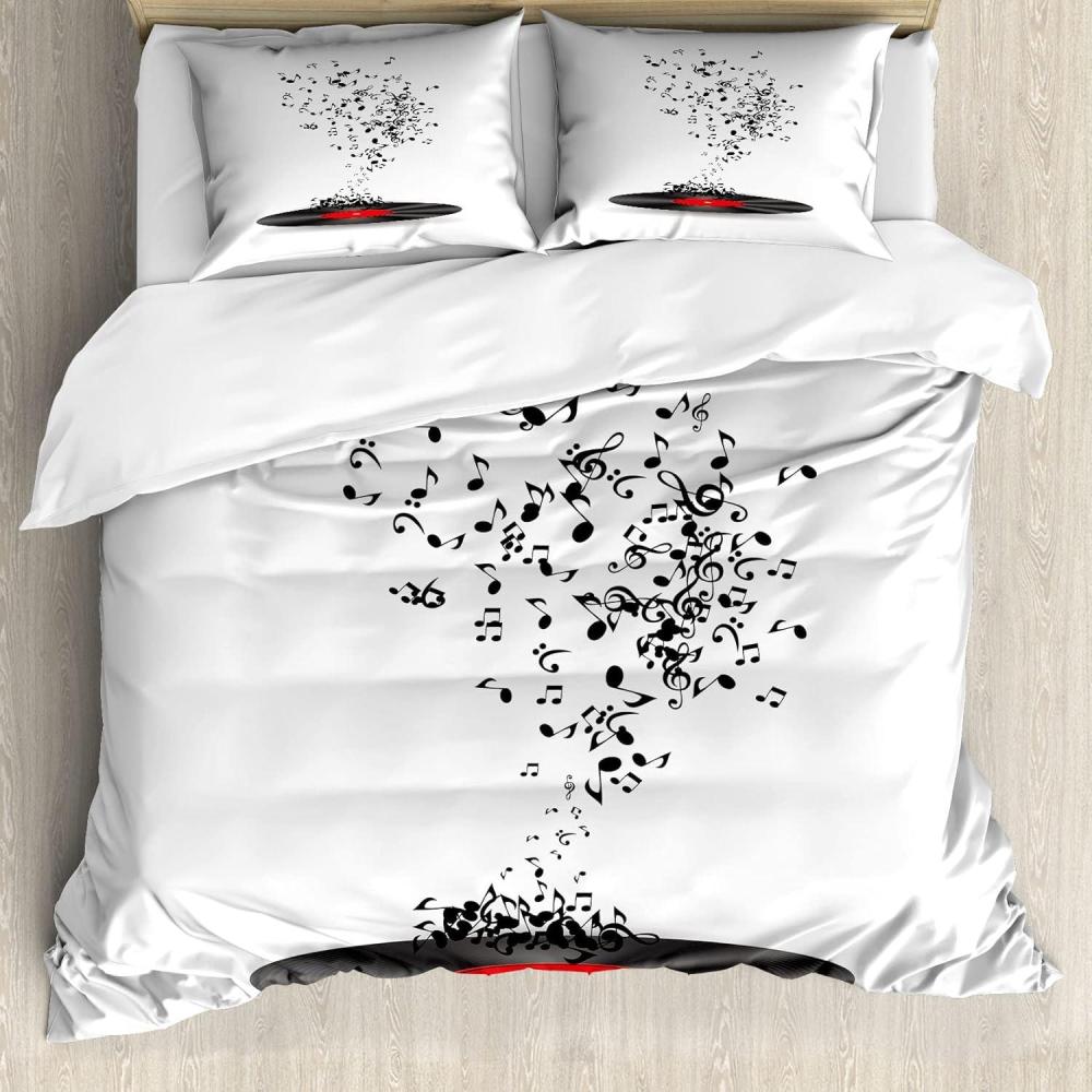 imageAmbesonne Love Duvet Cover Set Rounded Style Words with Hippie Retro Effect Romance Valentines Day 70s 80s Decorative 3 Piece Bedding Set with 2 Pillow Shams Queen Size Vermilion Pink WhiteDark Grey Vermilion White