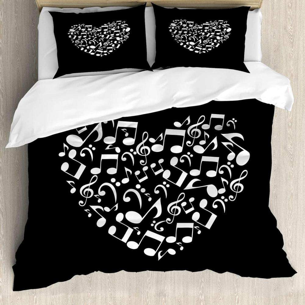 imageAmbesonne Love Duvet Cover Set Rounded Style Words with Hippie Retro Effect Romance Valentines Day 70s 80s Decorative 3 Piece Bedding Set with 2 Pillow Shams Queen Size Vermilion Pink WhiteBlack Grey and White