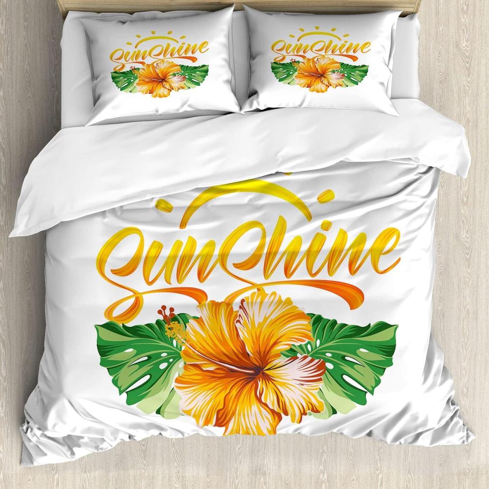 imageAmbesonne Love Duvet Cover Set Rounded Style Words with Hippie Retro Effect Romance Valentines Day 70s 80s Decorative 3 Piece Bedding Set with 2 Pillow Shams Queen Size Vermilion Pink WhiteGreen Marigold and White