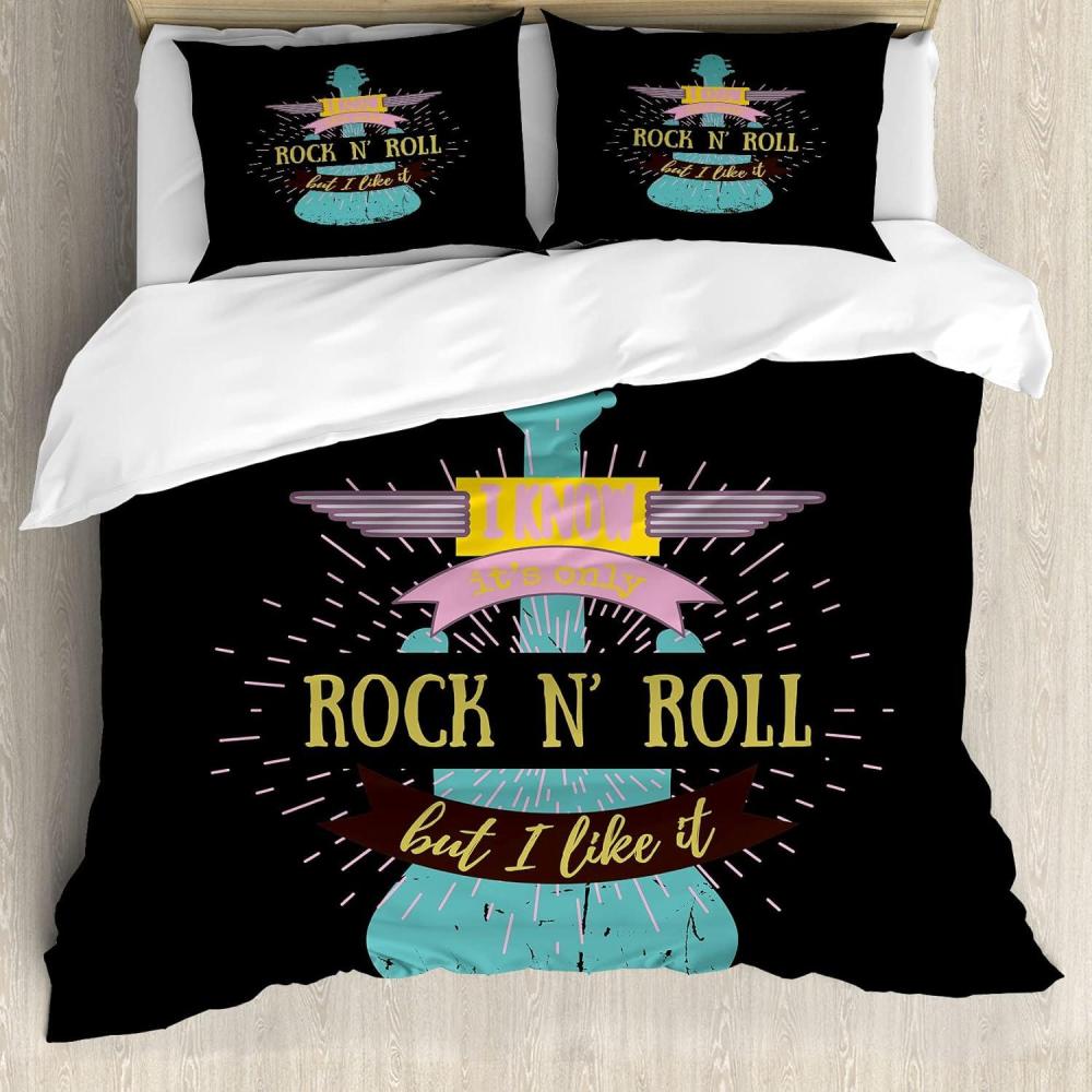 imageAmbesonne Love Duvet Cover Set Rounded Style Words with Hippie Retro Effect Romance Valentines Day 70s 80s Decorative 3 Piece Bedding Set with 2 Pillow Shams Queen Size Vermilion Pink WhiteCharcoal Grey and Multicolor