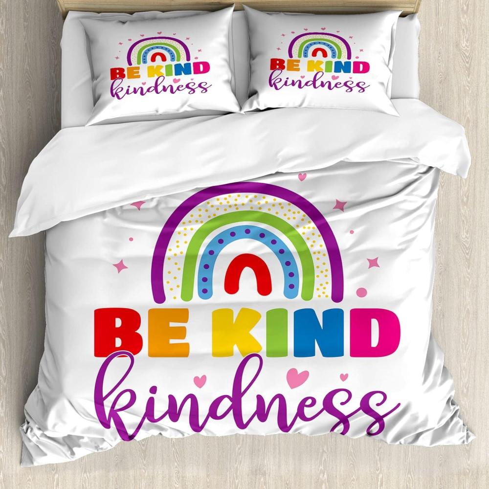 imageAmbesonne Love Duvet Cover Set Rounded Style Words with Hippie Retro Effect Romance Valentines Day 70s 80s Decorative 3 Piece Bedding Set with 2 Pillow Shams Queen Size Vermilion Pink WhiteWhite and Multicolor
