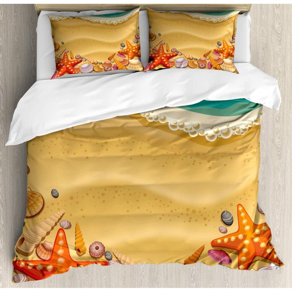 imageAmbesonne Love Duvet Cover Sets Cartoon Birds is Sitting on a Branch Bee Smiling Loving Valentine Bedding Set with 2 Duvet Covers amp 4 Pillowcases 2 Pack Queen Size Pale Pink Beige TaupeSand Brown Orange Teal