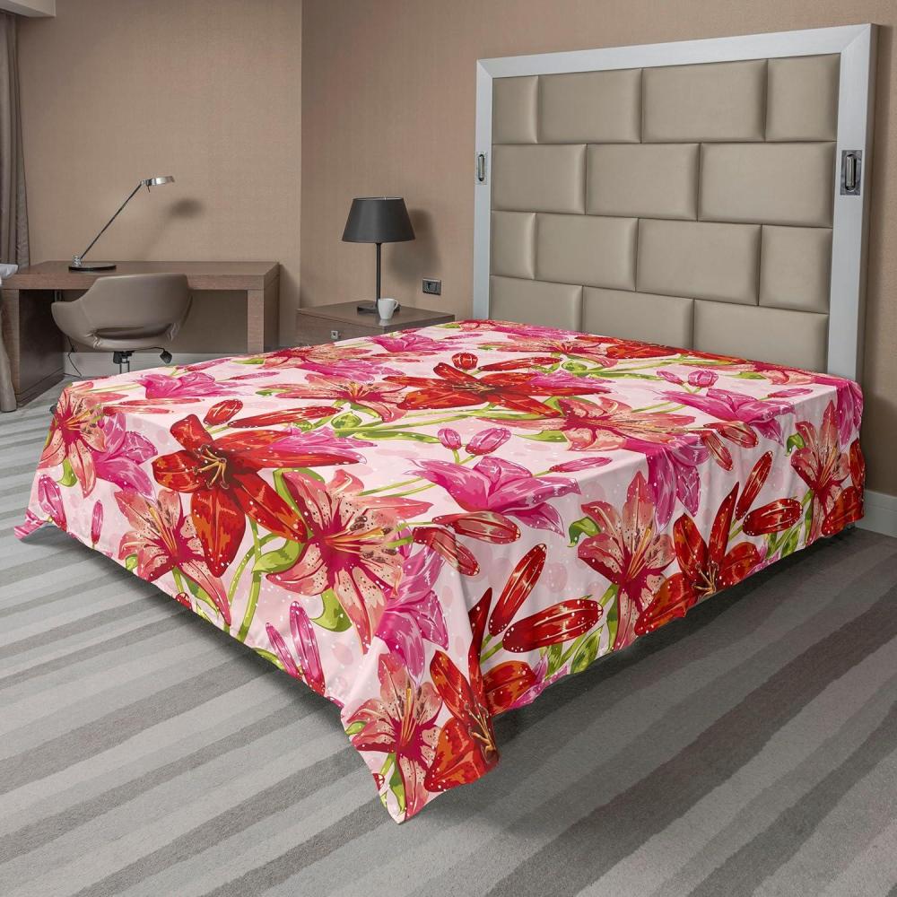 imageAmbesonne Pink Roses Flat Sheet Romantic Spring Garden Blooming Flowers Nature Art Valentine Blossom Soft Comfortable Top Sheet Decorative Bedding 1 Piece Queen Size Magenta Blush KhakiDark Coral Hot Pink