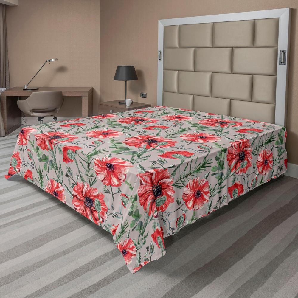imageAmbesonne Pink Roses Flat Sheet Romantic Spring Garden Blooming Flowers Nature Art Valentine Blossom Soft Comfortable Top Sheet Decorative Bedding 1 Piece Queen Size Magenta Blush KhakiDark Coral Peacock Green