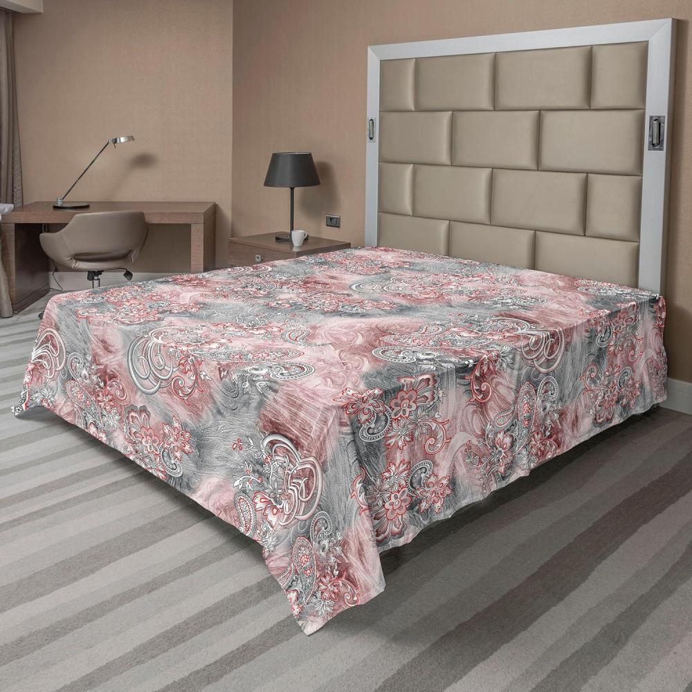 imageAmbesonne Pink Roses Flat Sheet Romantic Spring Garden Blooming Flowers Nature Art Valentine Blossom Soft Comfortable Top Sheet Decorative Bedding 1 Piece Queen Size Magenta Blush KhakiDried Rose and Dimgray