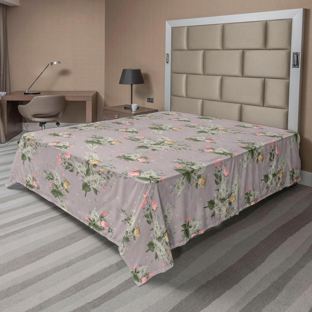 imageAmbesonne Pink Roses Flat Sheet Romantic Spring Garden Blooming Flowers Nature Art Valentine Blossom Soft Comfortable Top Sheet Decorative Bedding 1 Piece Queen Size Magenta Blush KhakiPale Pink Jade Green Dust
