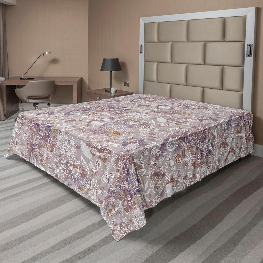 imageAmbesonne Pink Roses Flat Sheet Romantic Spring Garden Blooming Flowers Nature Art Valentine Blossom Soft Comfortable Top Sheet Decorative Bedding 1 Piece Queen Size Magenta Blush KhakiPale Ruby Pale Sepia