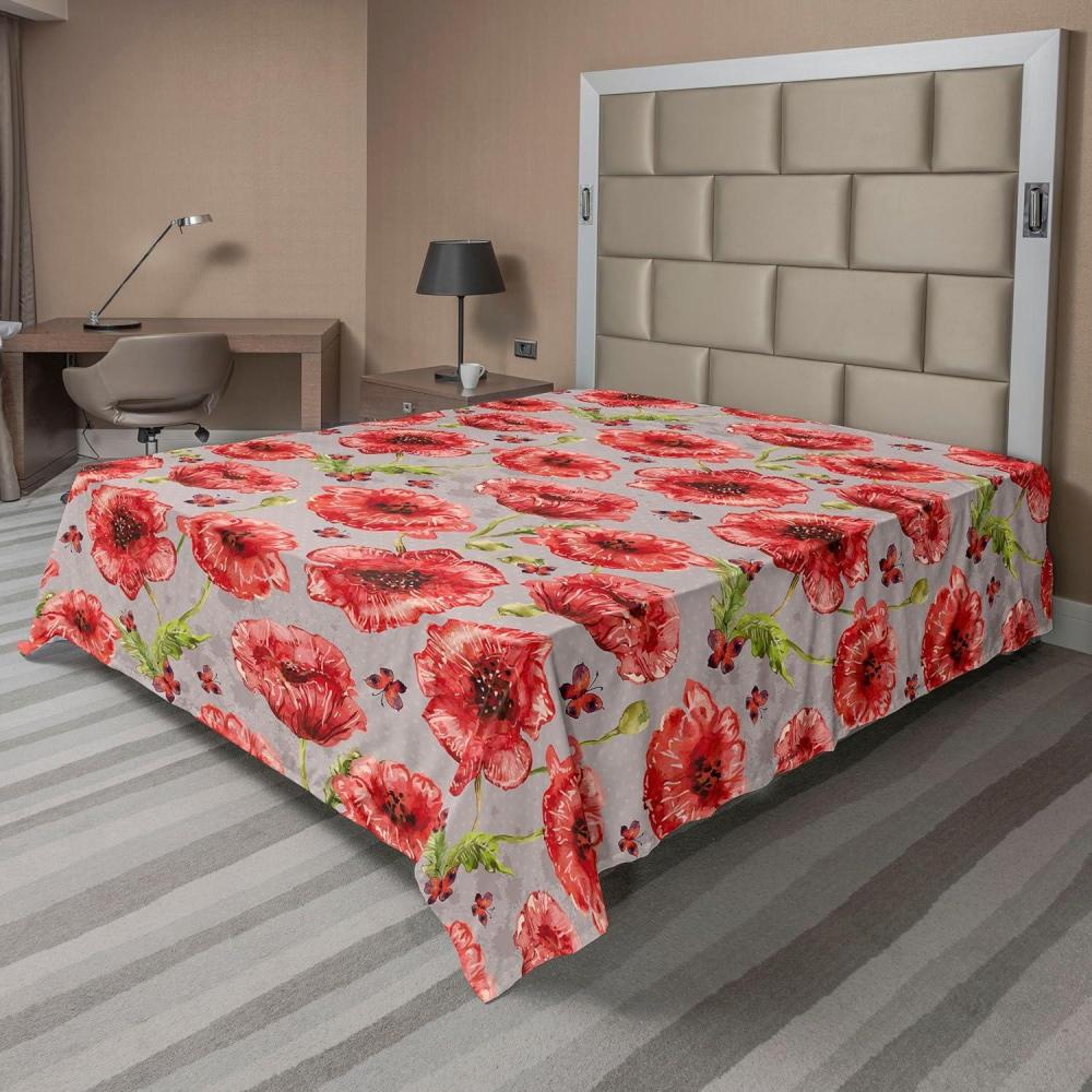 imageAmbesonne Pink Roses Flat Sheet Romantic Spring Garden Blooming Flowers Nature Art Valentine Blossom Soft Comfortable Top Sheet Decorative Bedding 1 Piece Queen Size Magenta Blush KhakiRed Fern Green