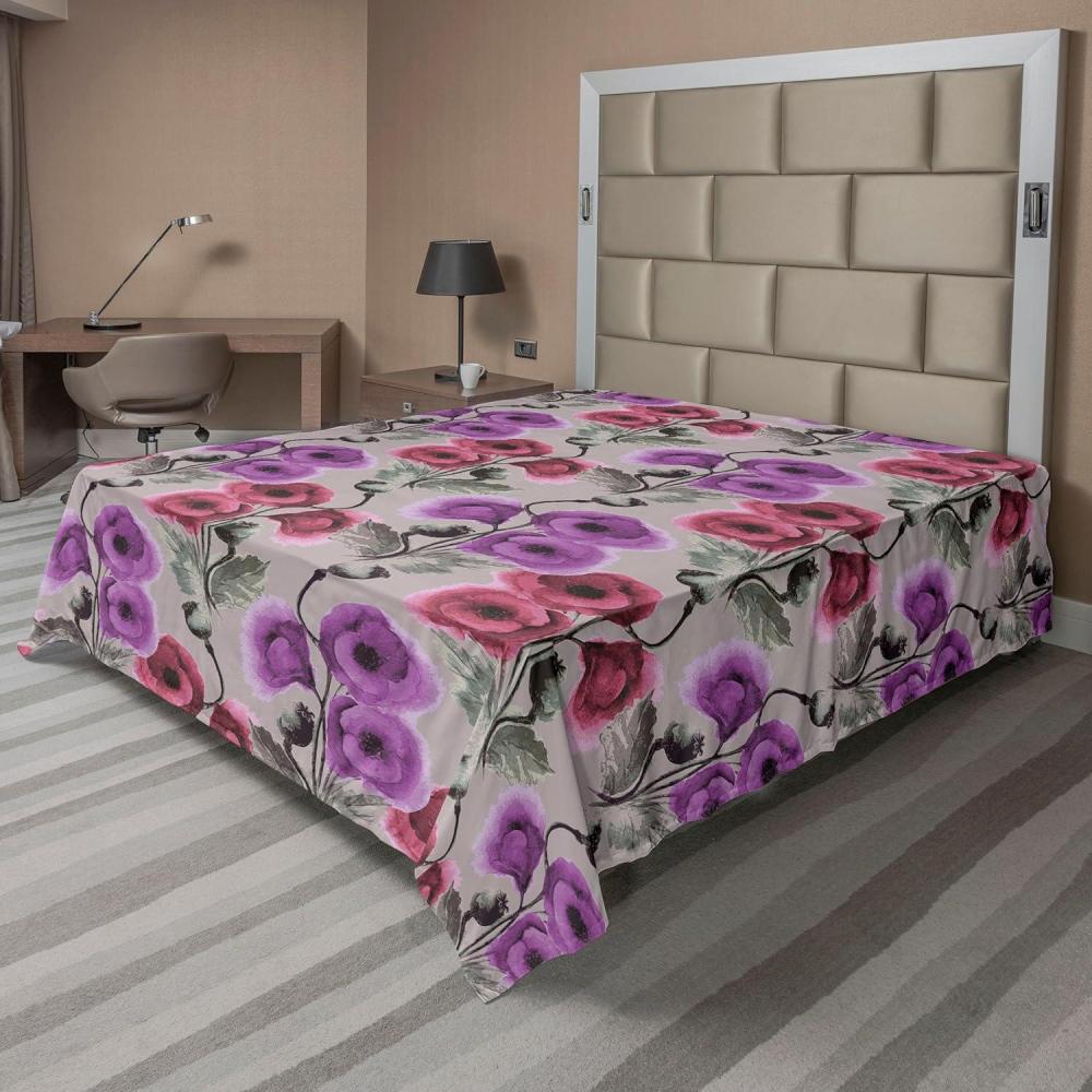 imageAmbesonne Pink Roses Flat Sheet Romantic Spring Garden Blooming Flowers Nature Art Valentine Blossom Soft Comfortable Top Sheet Decorative Bedding 1 Piece Queen Size Magenta Blush KhakiViolet Pale Sage Green