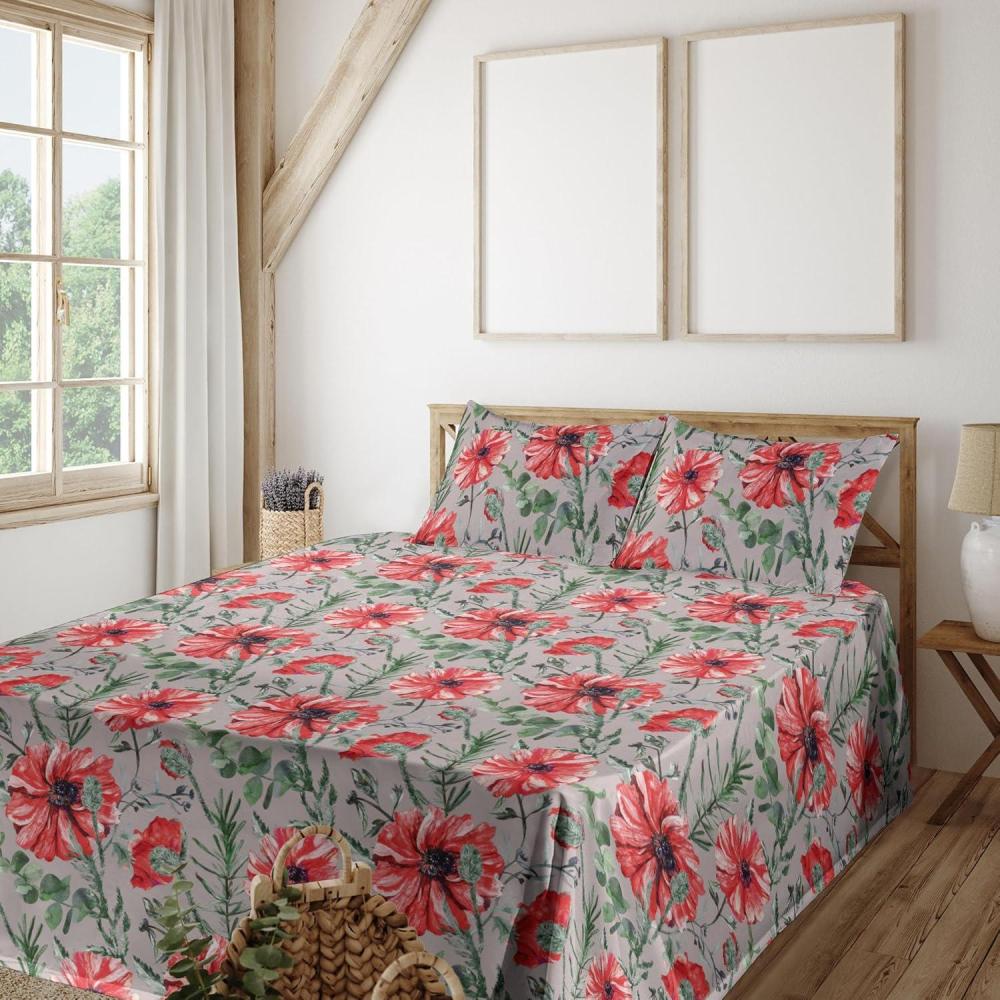imageAmbesonne Pink Roses Sheet Set Romantic Spring Garden Blooming Flowers Nature Art Valentine Blossom Fitted and Flat Sheet with Pillowcases Bedding Accent 4 Piece Set Full Magenta Blush KhakiDark Coral Peacock Green