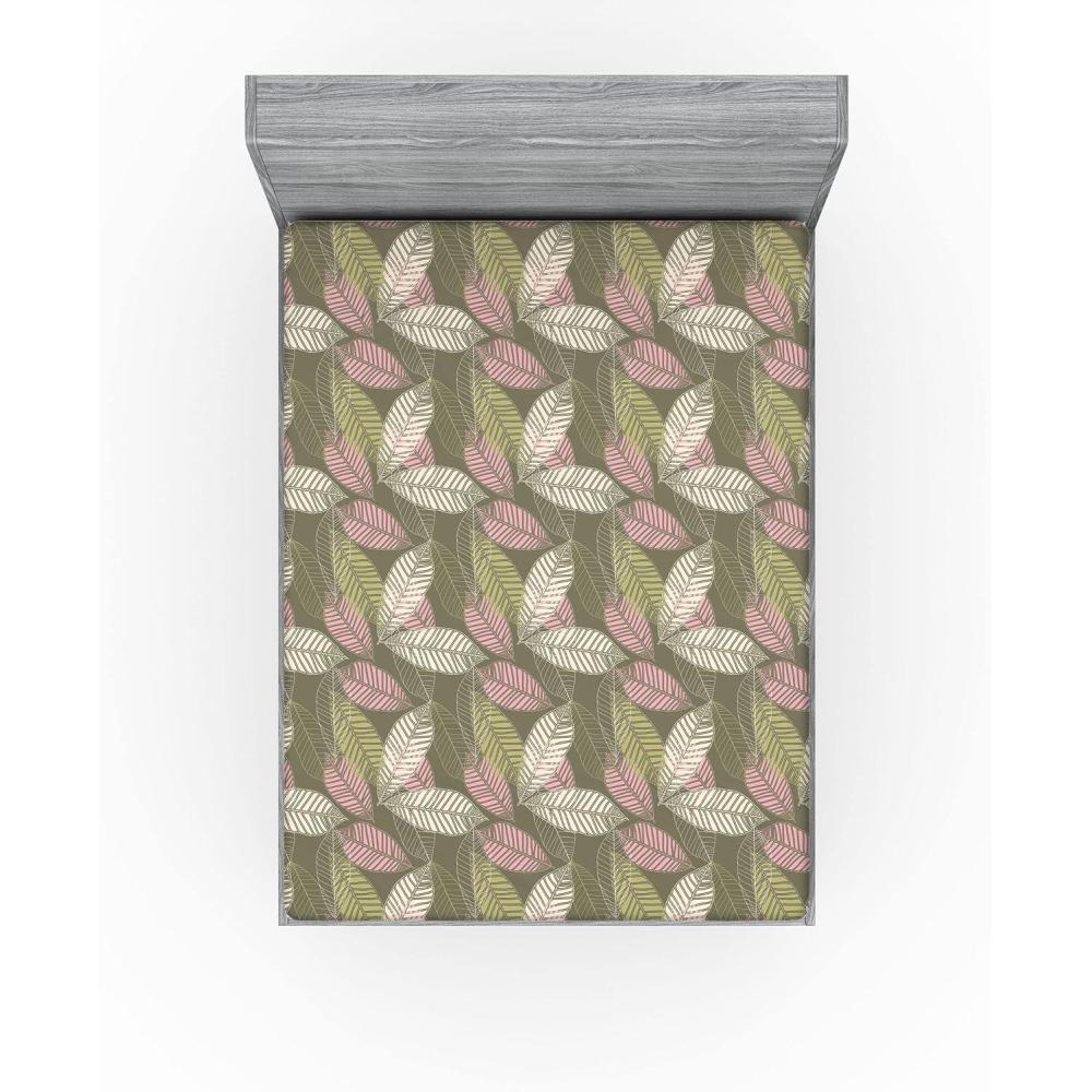 imageAmbesonne Romantic Fitted Sheet Valentines Day Kiss Love Me and You Lettering with Blooming Flowers Decorative Soft Fabric Bedding AllRound Elastic Pocket Full Size Pastel Pink Grey EggshellGreen Brown Pale Pink