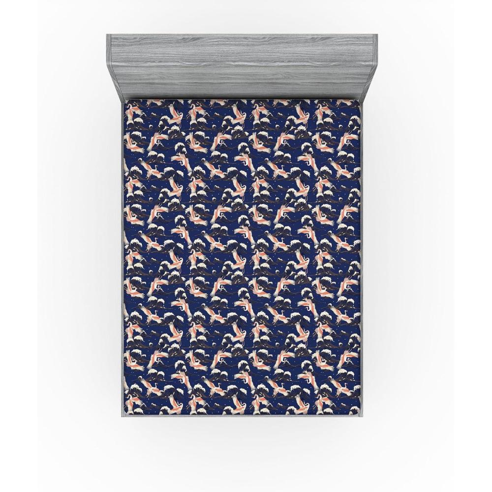 imageAmbesonne Romantic Fitted Sheet Valentines Day Kiss Love Me and You Lettering with Blooming Flowers Decorative Soft Fabric Bedding AllRound Elastic Pocket Full Size Pastel Pink Grey EggshellNight Blue Salmon Ivory