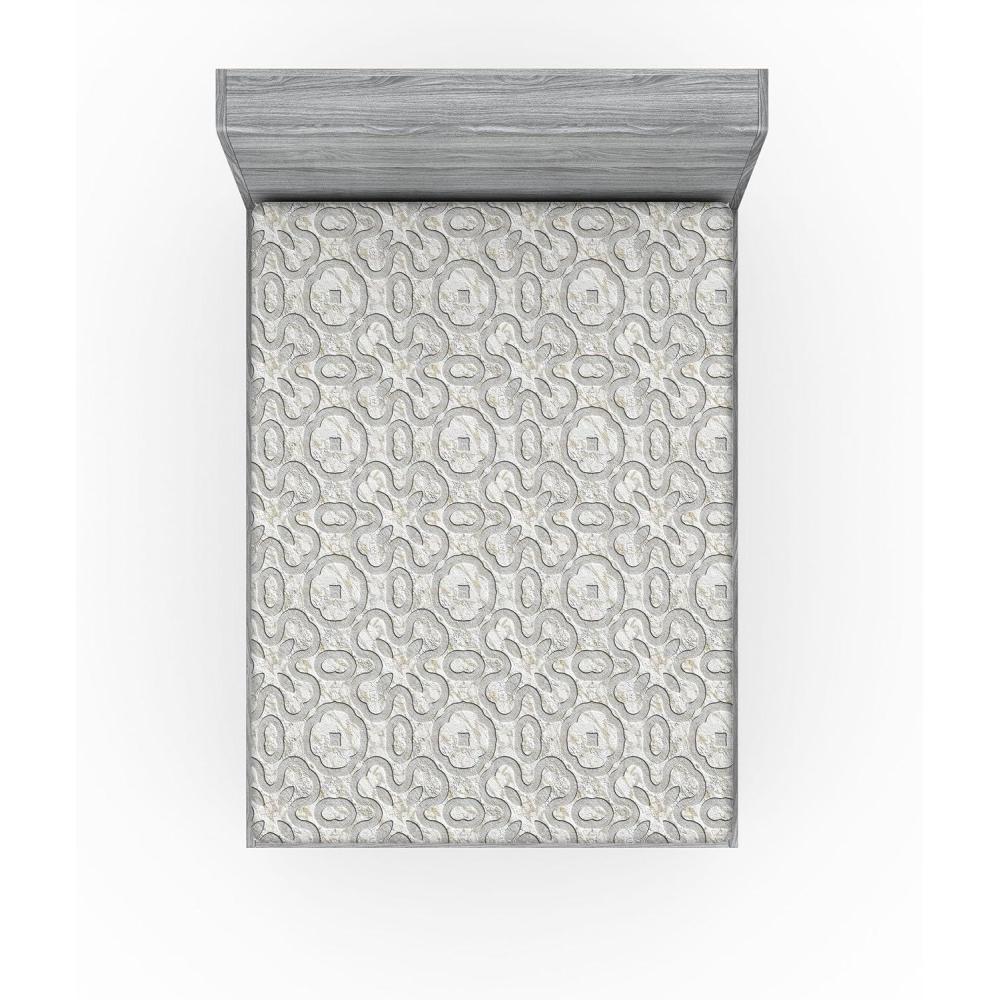 imageAmbesonne Romantic Fitted Sheet Valentines Day Kiss Love Me and You Lettering with Blooming Flowers Decorative Soft Fabric Bedding AllRound Elastic Pocket Full Size Pastel Pink Grey EggshellCoconut Pale Grey and Ivory