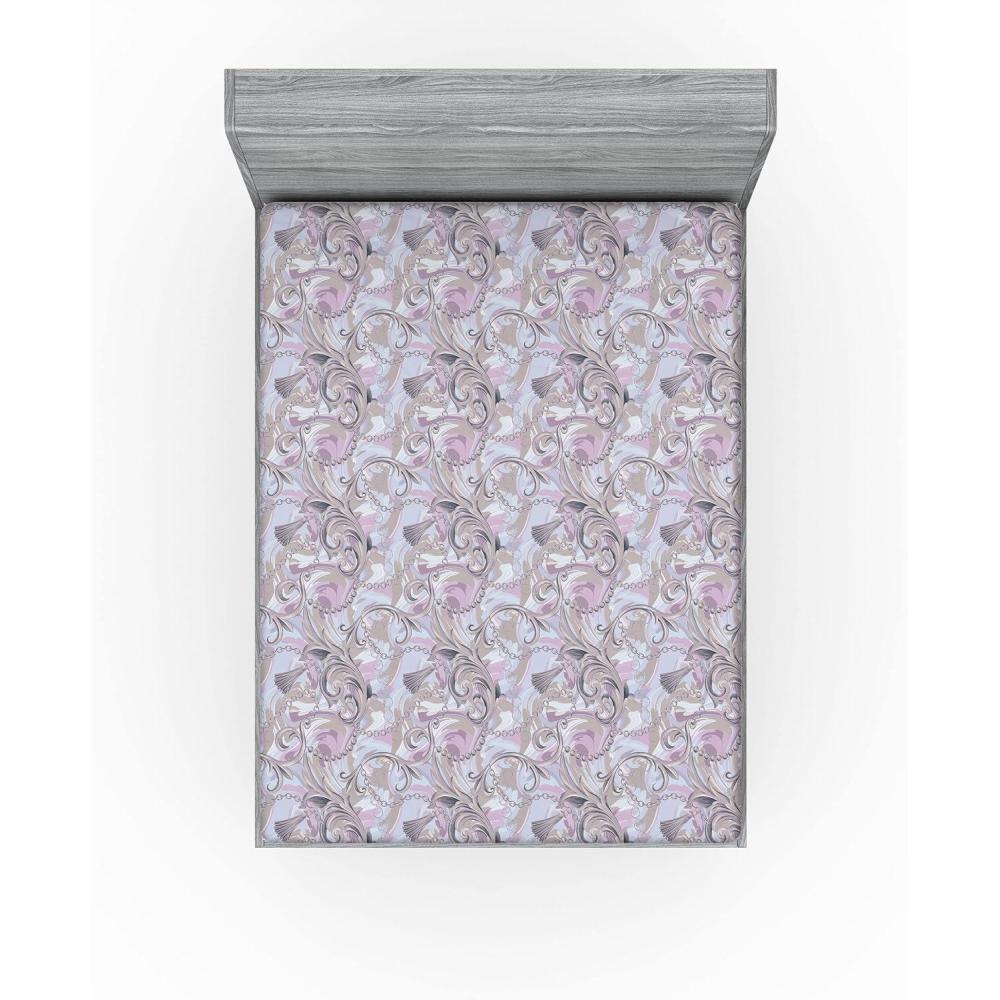 imageAmbesonne Romantic Fitted Sheet Valentines Day Kiss Love Me and You Lettering with Blooming Flowers Decorative Soft Fabric Bedding AllRound Elastic Pocket Full Size Pastel Pink Grey EggshellWarm Taupe Lilac