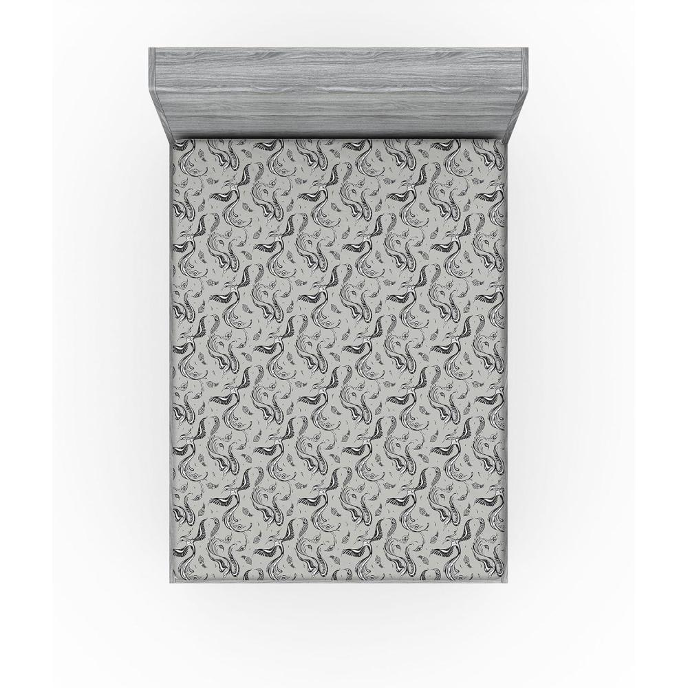 imageAmbesonne Romantic Fitted Sheet Valentines Day Kiss Love Me and You Lettering with Blooming Flowers Decorative Soft Fabric Bedding AllRound Elastic Pocket Full Size Pastel Pink Grey EggshellGrey Black and White