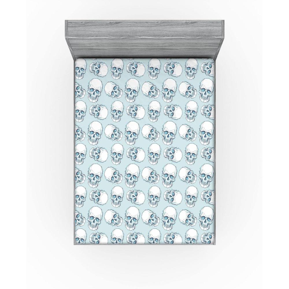 imageAmbesonne Romantic Fitted Sheet Valentines Day Kiss Love Me and You Lettering with Blooming Flowers Decorative Soft Fabric Bedding AllRound Elastic Pocket Full Size Pastel Pink Grey EggshellWhite and Sky Blue