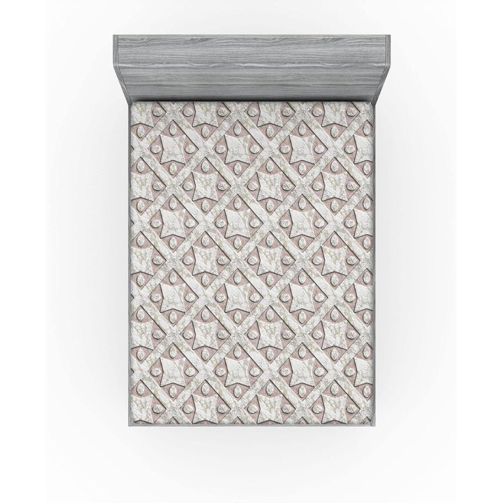 imageAmbesonne Romantic Fitted Sheet Valentines Day Kiss Love Me and You Lettering with Blooming Flowers Decorative Soft Fabric Bedding AllRound Elastic Pocket Full Size Pastel Pink Grey EggshellPale Pink Eggshell