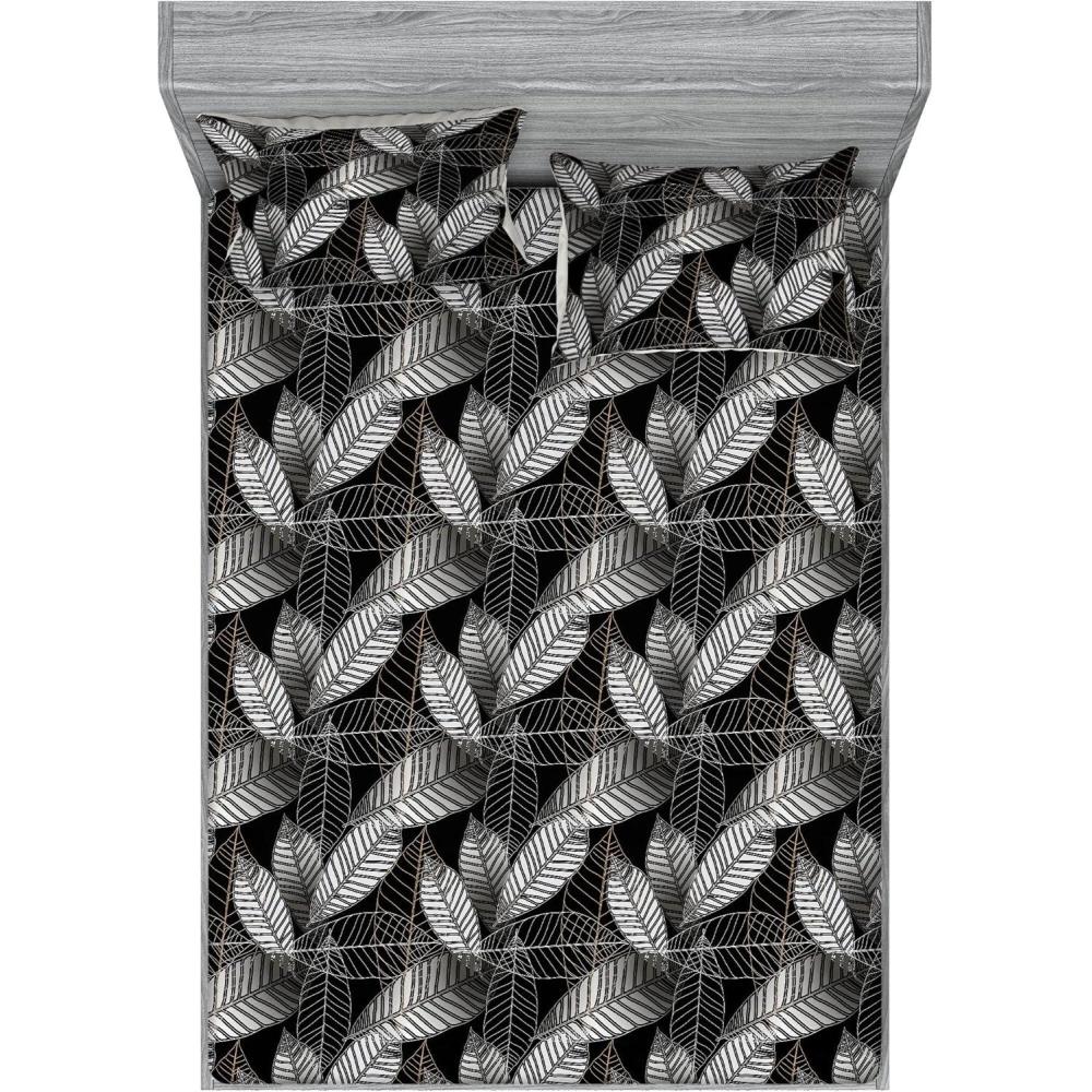 imageAmbesonne Romantic Fitted Sheet amp Pillow Sham Set Valentines Day Kiss Love Me and You Lettering with Blooming Flowers Decorative Printed 3 Piece Bedding Decor Set Full Pastel Pink Grey EggshellCharcoal Grey and Beige