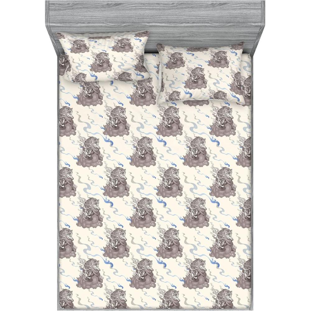 imageAmbesonne Romantic Fitted Sheet amp Pillow Sham Set Valentines Day Kiss Love Me and You Lettering with Blooming Flowers Decorative Printed 3 Piece Bedding Decor Set Full Pastel Pink Grey EggshellIvory Cocoa and Ceil Blue
