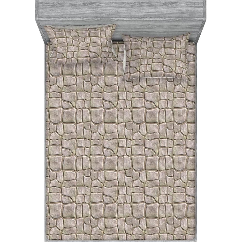 imageAmbesonne Romantic Fitted Sheet amp Pillow Sham Set Valentines Day Kiss Love Me and You Lettering with Blooming Flowers Decorative Printed 3 Piece Bedding Decor Set Full Pastel Pink Grey EggshellPale Grey Camel