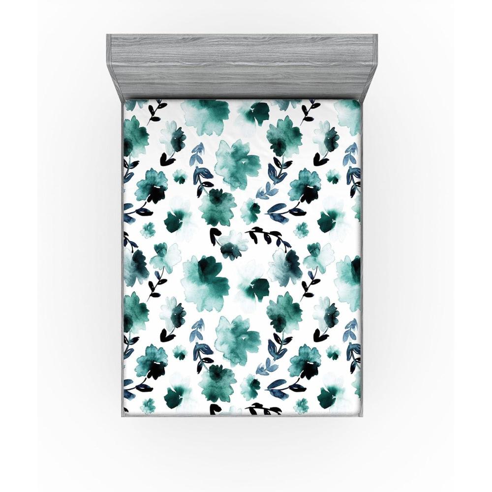 imageAmbesonne Rose Fitted Sheet Romantic Blurry Style Effect of English Garden Petals Valentines Themed Decorative Soft Fabric Bedding AllRound Elastic Pocket Full Size Dark Pink Emerald DustDark Teal Slate Blue