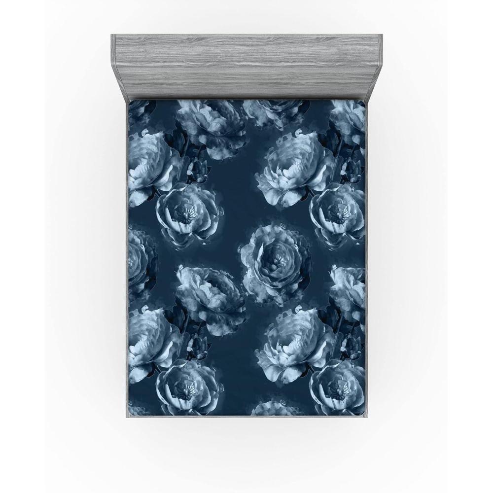 imageAmbesonne Rose Fitted Sheet Romantic Blurry Style Effect of English Garden Petals Valentines Themed Decorative Soft Fabric Bedding AllRound Elastic Pocket Full Size Dark Pink Emerald DustDark Slate Blue