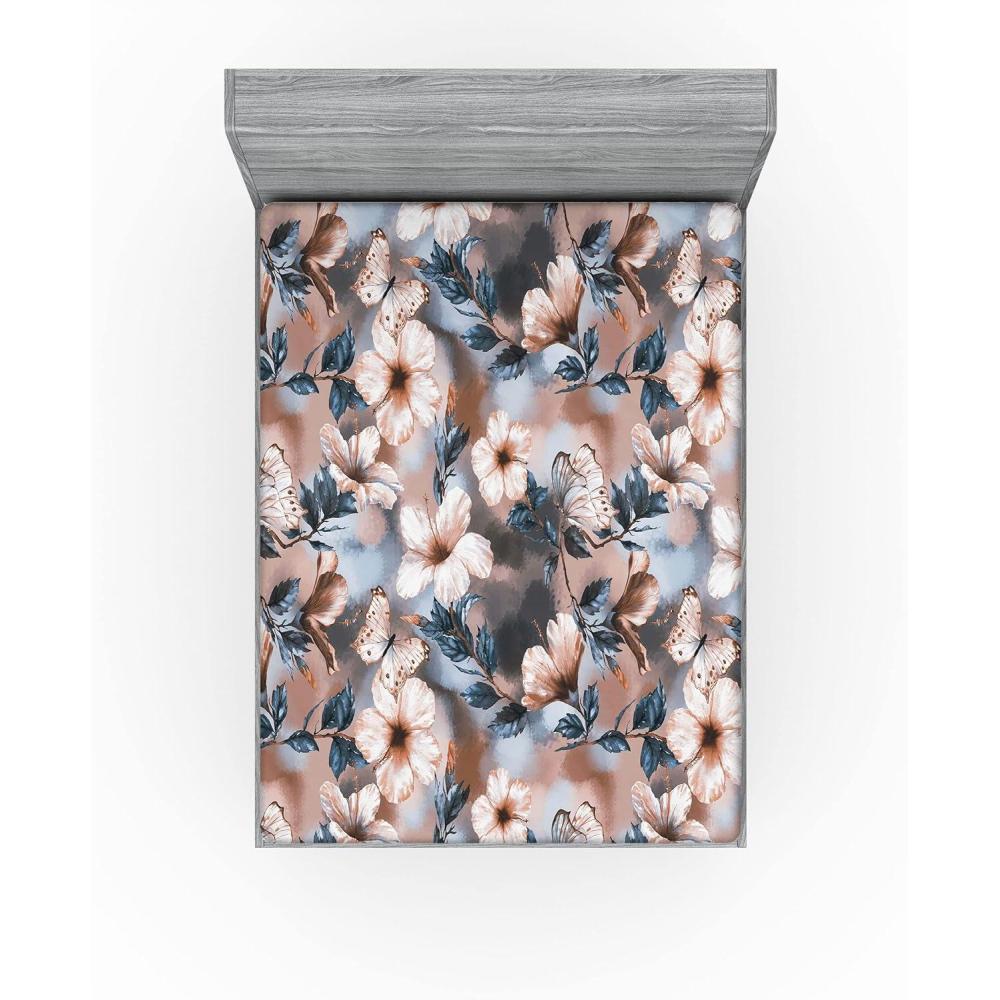 imageAmbesonne Rose Fitted Sheet Romantic Blurry Style Effect of English Garden Petals Valentines Themed Decorative Soft Fabric Bedding AllRound Elastic Pocket Full Size Dark Pink Emerald DustPale Rust Slate Blue