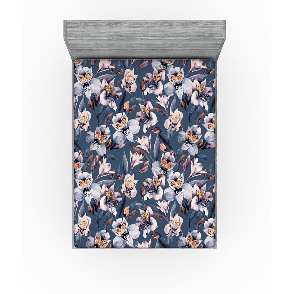 imageAmbesonne Rose Fitted Sheet Romantic Blurry Style Effect of English Garden Petals Valentines Themed Decorative Soft Fabric Bedding AllRound Elastic Pocket Full Size Dark Pink Emerald DustApricot Peach Slate Blue