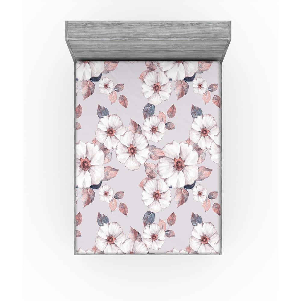 imageAmbesonne Rose Fitted Sheet Romantic Blurry Style Effect of English Garden Petals Valentines Themed Decorative Soft Fabric Bedding AllRound Elastic Pocket Full Size Dark Pink Emerald DustBlue Grey and Coral