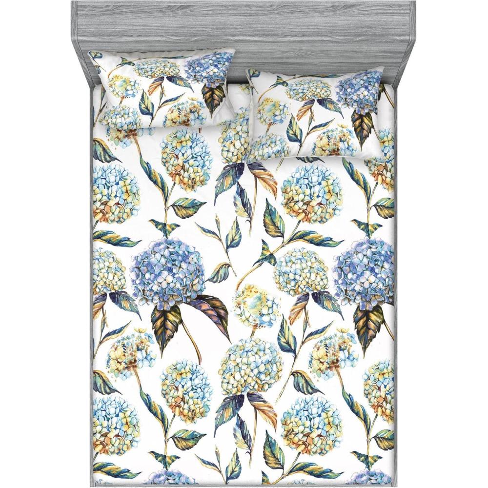 imageAmbesonne Rose Fitted Sheet amp Pillow Sham Set Romantic Blurry Style Effect of English Garden Petals Valentines Themed Decorative Printed 3 Piece Bedding Decor Set Queen Dark Pink Emerald DustLavender and Sky Blue