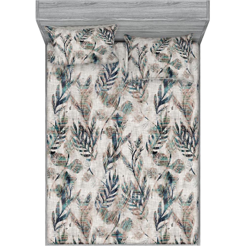 imageAmbesonne Rose Fitted Sheet amp Pillow Sham Set Romantic Blurry Style Effect of English Garden Petals Valentines Themed Decorative Printed 3 Piece Bedding Decor Set Queen Dark Pink Emerald DustWarm Taupe Teal and Blue