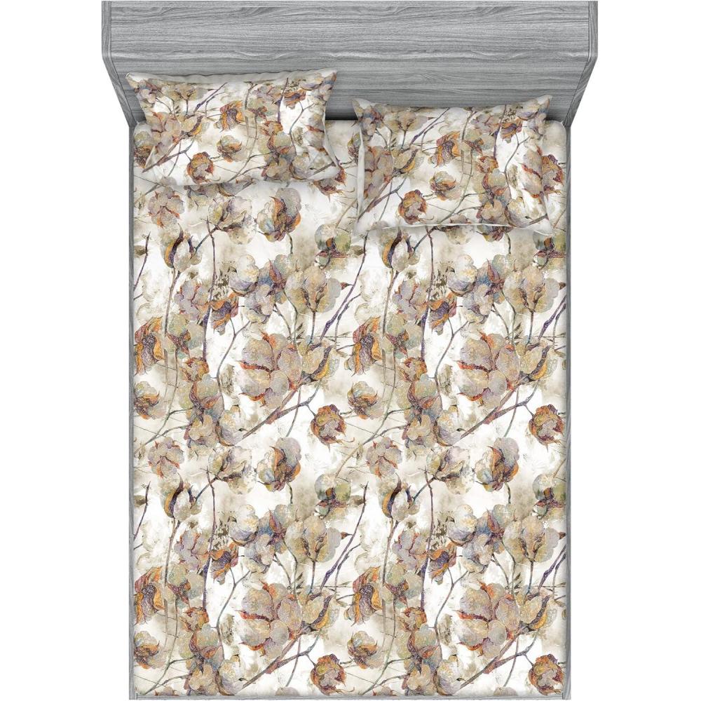 imageAmbesonne Rose Fitted Sheet amp Pillow Sham Set Romantic Blurry Style Effect of English Garden Petals Valentines Themed Decorative Printed 3 Piece Bedding Decor Set Queen Dark Pink Emerald DustPale Khaki Purple Orange