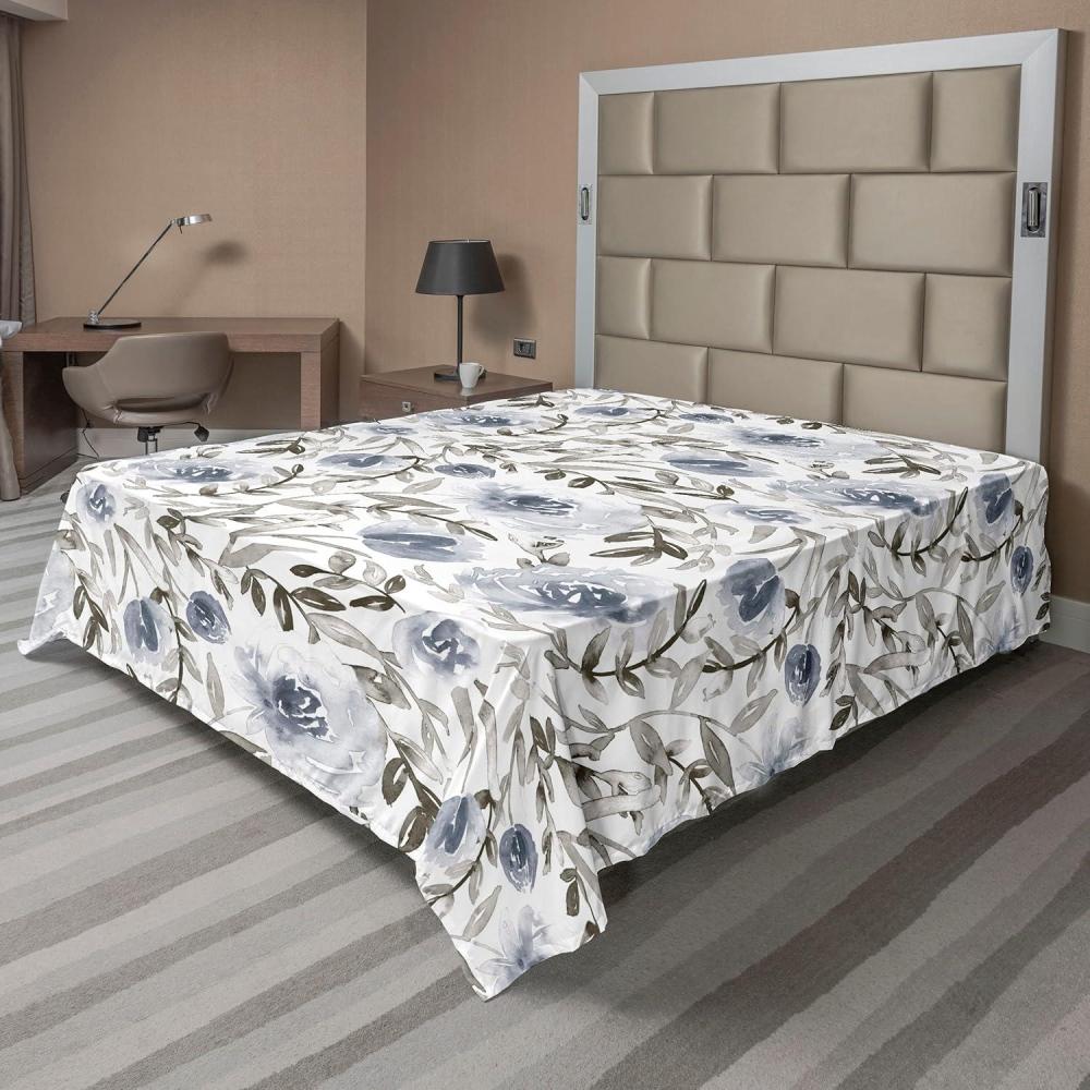 imageAmbesonne Rose Flat Sheet Romantic Blurry Style Effect of English Garden Petals Valentines Themed Soft Comfortable Top Sheet Decorative Bedding 1 Piece Full Size Dark Pink Emerald DustTaupe Grey and Slate Blue
