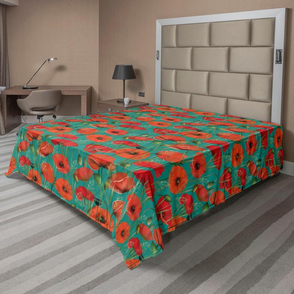 imageAmbesonne Rose Flat Sheet Romantic Blurry Style Effect of English Garden Petals Valentines Themed Soft Comfortable Top Sheet Decorative Bedding 1 Piece Full Size Dark Pink Emerald DustTeal Burnt Orange and Green